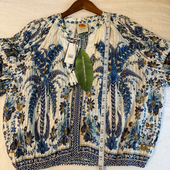 NWT! FARM Rio Women’s LARGE Ana Tapestry Cotton Blend Ruffle Top CP25 - Picture 14 of 14